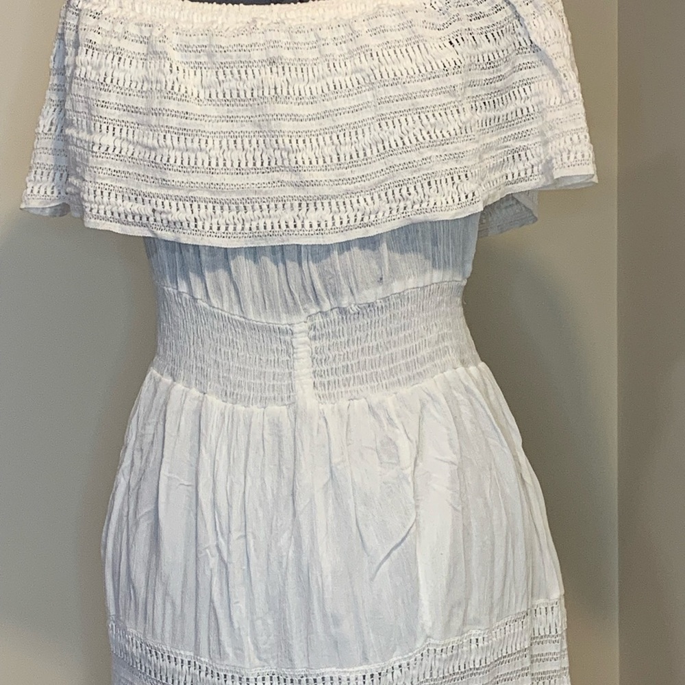 NAOO Nation AK Outfitters Boho Gauze /White Off Shoulder Maxi Dress Women… - Picture 3 of 8